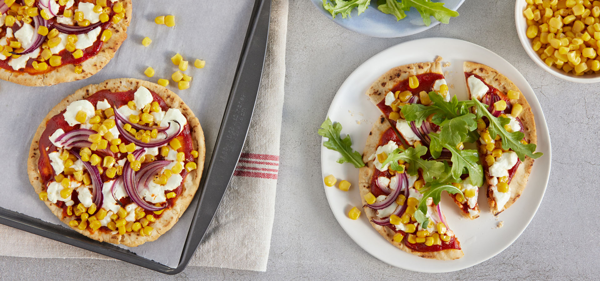 Sweet Corn and Basil Flatbread Pizzas
